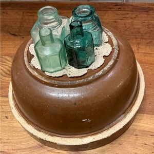 European Antique Glass Inkwell Set of 4